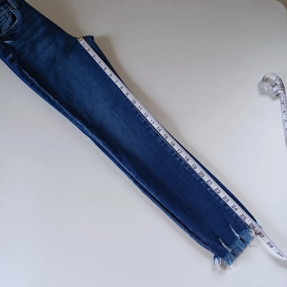 KanCan Jeans Womens 5 Blue High Rise Skinny Frayed Hem Distressed Denim